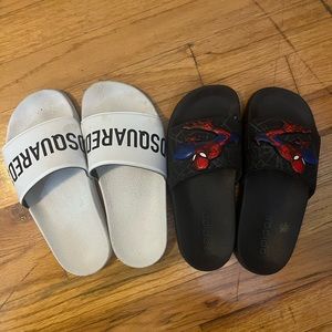 Dsquared slides and adidas slides. Addidas slides size 2, dsquared slides 36